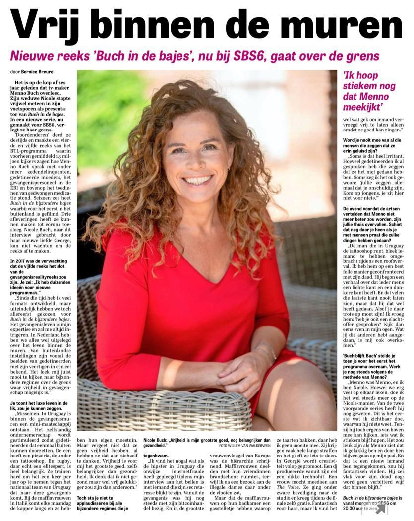 Telegraaf, juli 2020, Buch in de Bijzondere Bajes